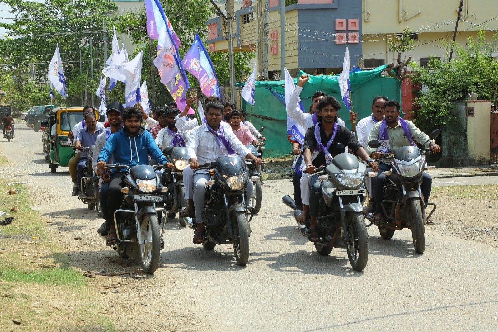 Yuva Taram Party bike rally through the town